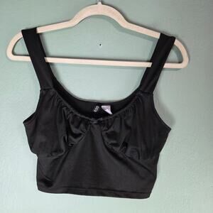 Divided H&M Womens Black Cropped Ruched Tank Top Size Medium Coquette Girl Y2K